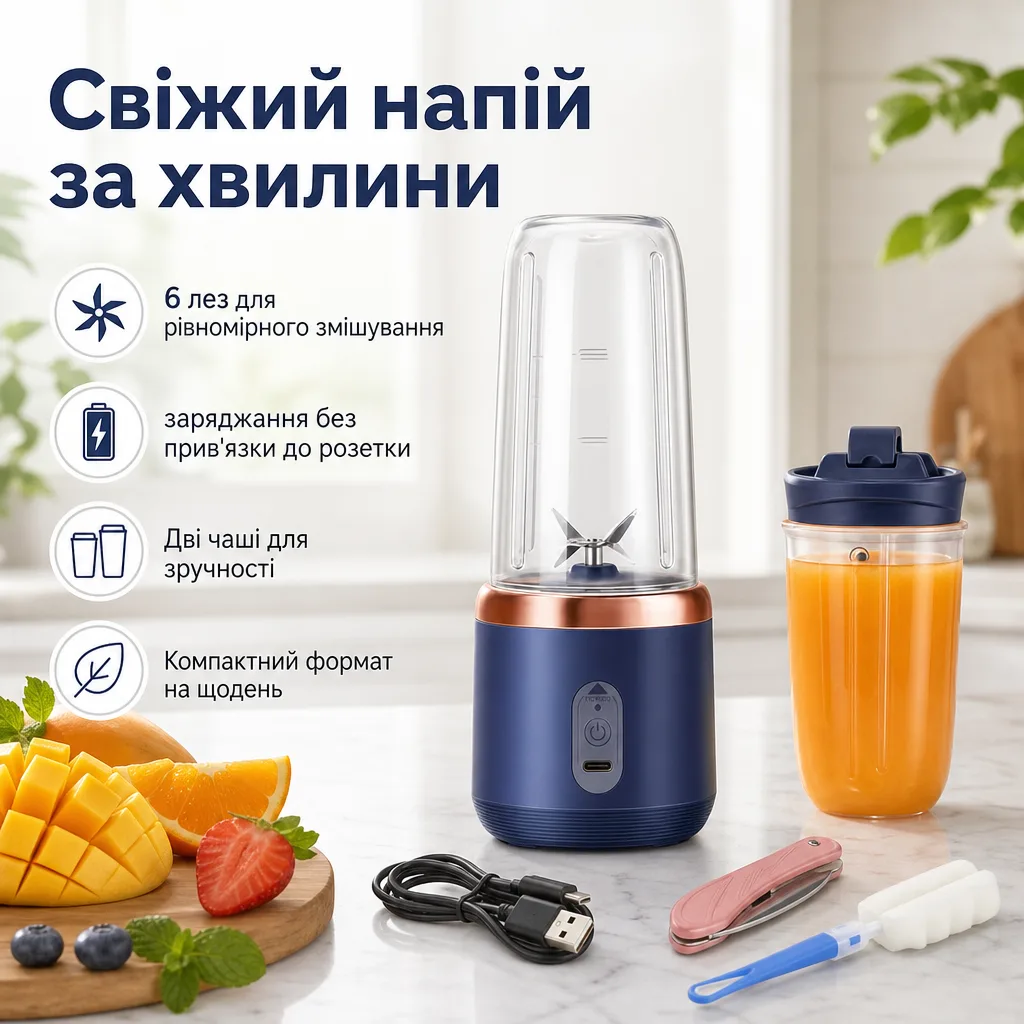 Портативний блендер 2 в 1